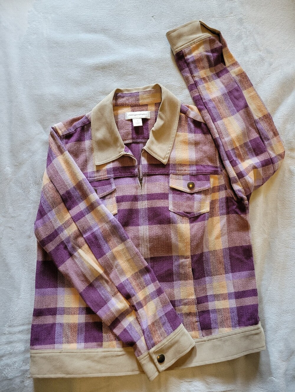 Christopher & Banks | Elevated Plaid Jacket - Purple & Tan